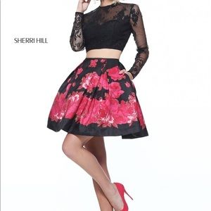 Sherri Hill two-piece dress, Red and Black, Size 0